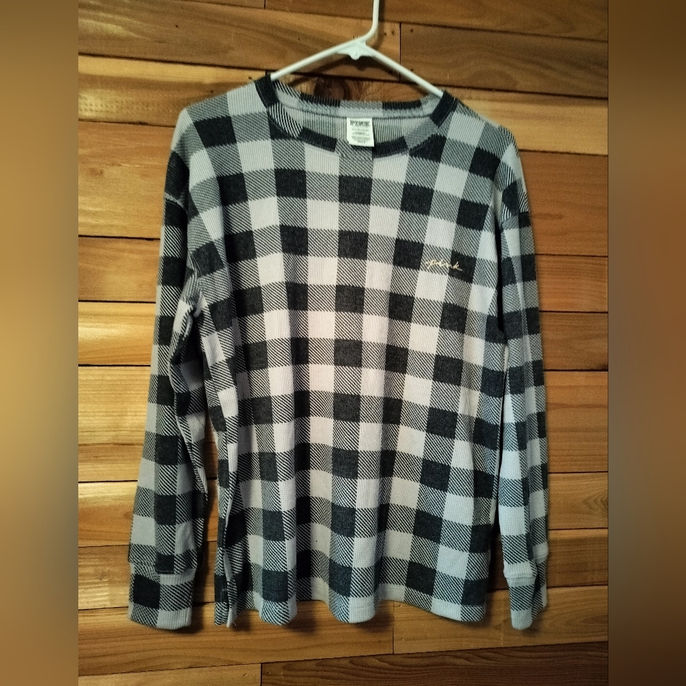 Victoria's secret PINK gray checkered sleep top new!